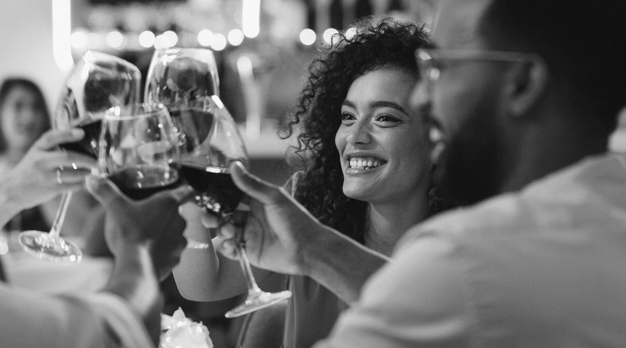 Azara friends making a toast